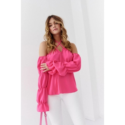FASARDI Дамска блуза с паднали ръкави в розов цвят 560 fa-560_pink - Розов, размер uniw