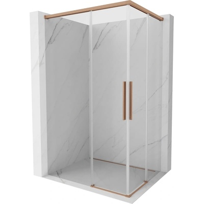 Mexen Rox Разплъзваща се душ кабина Duo 85 x 75 см, прозрачна, четкована мед (8C2D-085-075-65-00)