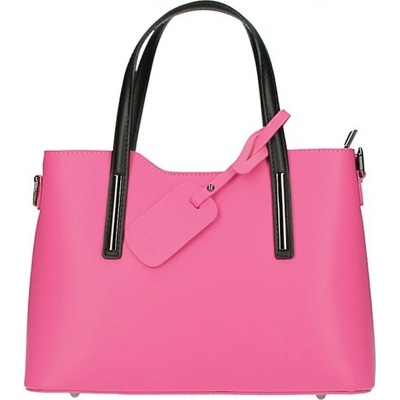 Made In Italy kožená kabelka do ruky 1364 fuchsia+čierna