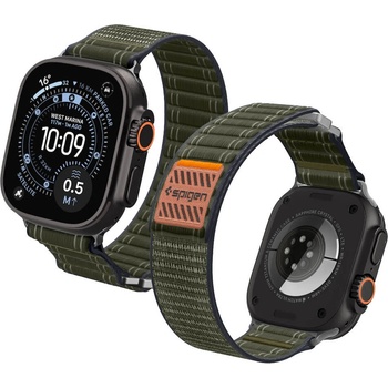 Spigen Текстилна каишка за Apple Watch 42мм, 44мм, 45мм, 46мм, Ultra, Ultra 2, Ultra 3 49мм - Spigen Fabric Sport Band Hook and Loop (зелен) (AMP10142)