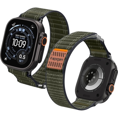 Spigen Текстилна каишка за Apple Watch 42мм, 44мм, 45мм, 46мм, Ultra, Ultra 2, Ultra 3 49мм - Spigen Fabric Sport Band Hook and Loop (зелен) (AMP10142)