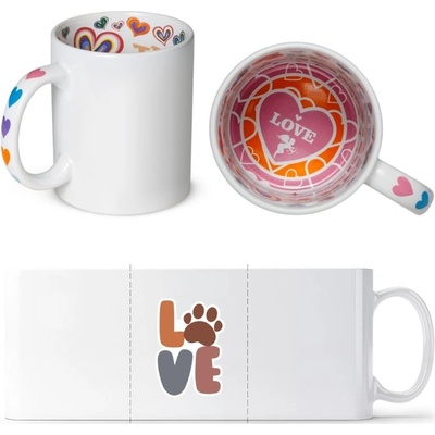 Motto Hrneček Nápis LOVE s tlapkou Láska Standard Dárky Sublistar 330 ml