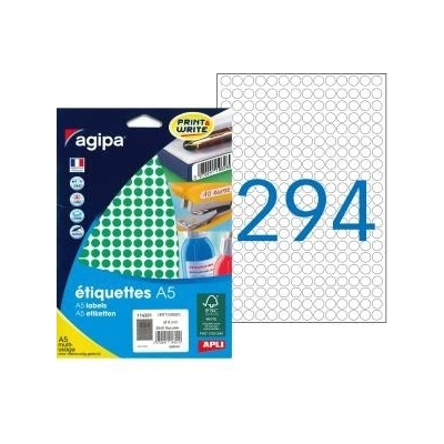 Etikety kruhové 8mm Agipa A5 zelené