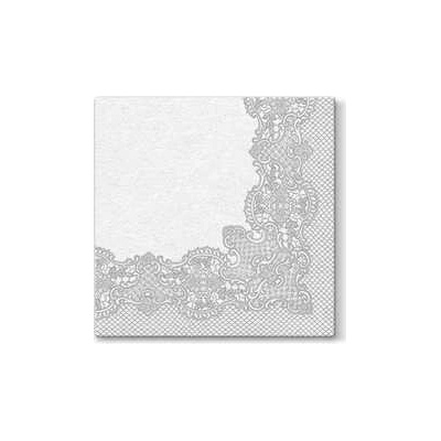 Paw Airlaid obrúsky L Royal Lace Silver 50ks 40x40cm