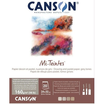 Canson Mi-Teintes 20 listů 24x32 cm 160 g, lepený, šedé tóny