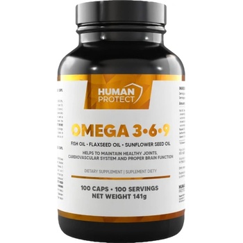 Human Protect Omega 3-6-9 | with Fish Oil, Flax Oil & Sunflower Oil [100 капсули]