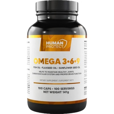 Human Protect Omega 3-6-9 | with Fish Oil, Flax Oil & Sunflower Oil [100 капсули]