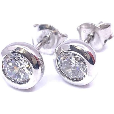 Jan Kos jewellery stříbrné náušnice s bílým kamenem 12119526