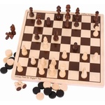 Bigjigs Toys - Дървена игра 2 в 1 - Шах и табла
