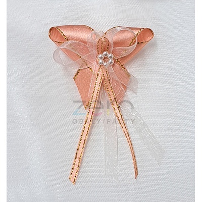 Vonička (vývazek) svatební - losos-zlatá s perlovým květem II