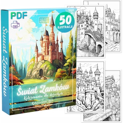 Omaľovánka Hrady PDF na Tlač 50 Obrázkov Fantasy A4 Relax