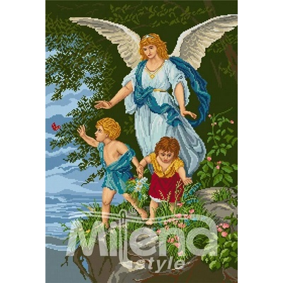Milena Style Ангел пазител - гоблен със схема конци dmc 1: 4 с детайл 1: 1