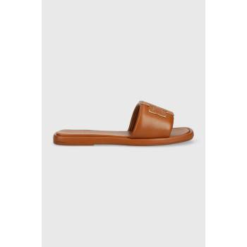 Tory Burch Кожени чехли Tory Burch Double T Sport Slide в кафяво 79985-202 (79985.202.N)