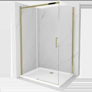 Mexen Omega плъзгаща се душ кабина 120 x 90 см, прозрачна, златна + тава Flat (825-120-090-50-00-4010)