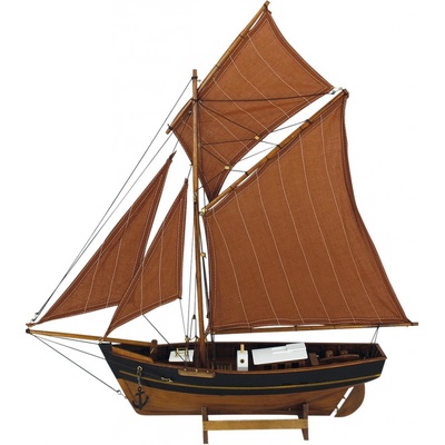 SEA Club Dřevěná rybářská loďka s plachtami, D: 60cm, V: 64cm 5131