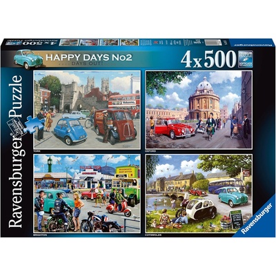 Ravensburger Пъзел Ravensburger от 4 x 500 части - Щастливи дни (16577)