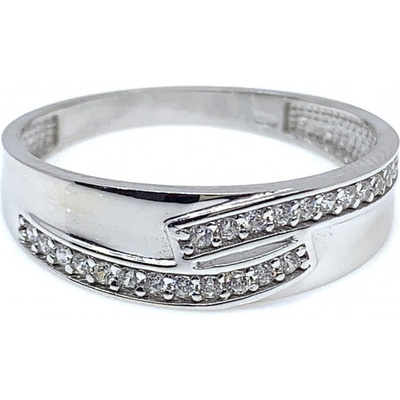 Diante Zlatý prsten s bílým kamenem 59635074