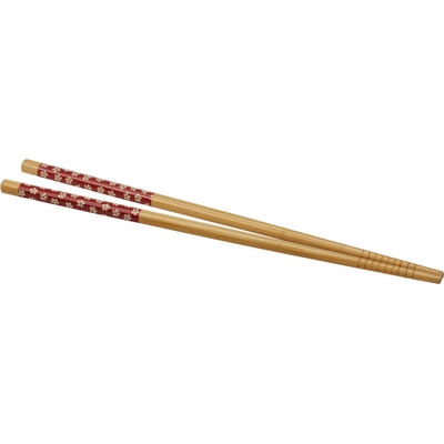 H&L Bambusové hůlky s červenou rukojetí a bílými květy sada 8 ks 24 cm