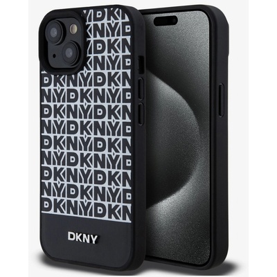 DKNY PU кожа Повтарящ се модел на дъното Stripe MagSafe заден капак за iPhone 15 черен DKNY DKNY | Cheren | МЪЖЕ | UNI
