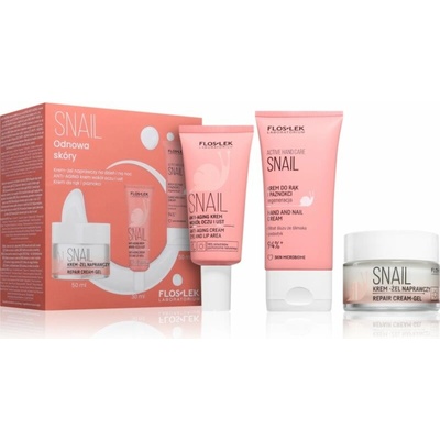 FlosLek Laboratorium Snail Repair cream gel 50 ml + Anti aging cream eye and lip area 30 ml + Snail hand and nail cream 50 ml