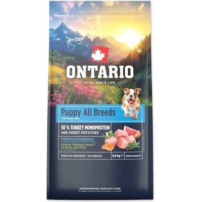 Ontario Puppy & Junior All Breeds Monoprotein Turkey & Sweet Potatoes 2 x 20 kg