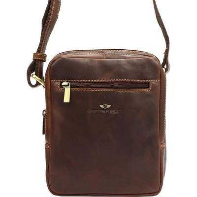 Peterson Dvouoddílová střední pánská kožená Crossbody taška 709 hnědá
