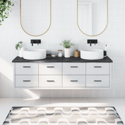 vidaXL Плот за баня тъмнокафяв 180x60x(2-4)см обработено масивно дърво (3156263)