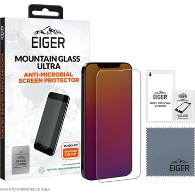 Eiger Mountian Glass Ultra Screen Protector 2.5D - калено стъклено защитно покритие с антибактериален слой за дисплея на iPhone 13 mini (прозрачен)