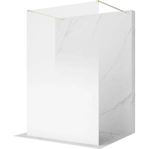 Mexen Kioto самостоятелна душ-преграда 130 x 200 см, бяла омбре 8 мм, златна (800-130-002-50-86)