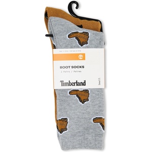 Timberland Чорапи Timberland 2 Pack Print Boot Crew Socks - Med Grey Hthr