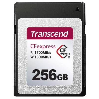 Карта памет 256GB CFExpress Card, Transcend CFexpress 820, NVMe PCIe Gen3 x2, скорост на четене до 1700МB/s, скорост на запис до 1300MB/s (TS256GCFE820)