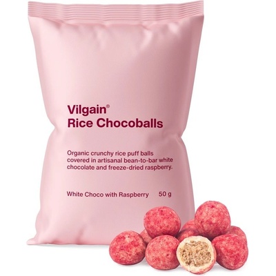 Vilgain Rice Chocoballs BIO Biela čokoláda s malinou 50 g