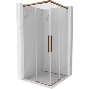 Mexen Rox Двойна плъзгаща се душ кабина 100 x 100 см, прозрачна, розово злато (8C2D-100-100-60-00)