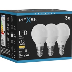 Mexen Nova 3x LED крушка E14, G45, 3W, Топла - 3000K, 315 lm - L101-E14-0330-01x03 (L101-E14-0330-01x03)