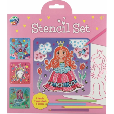 Grafix Sada šablon 4ks pastelky princezna jednorožec mořská panna zámek – Zbozi.Blesk.cz