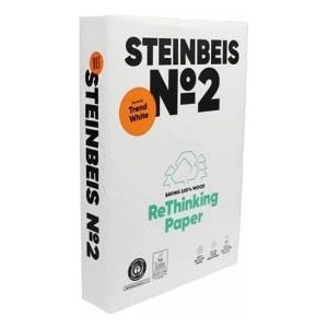 STEINBEIS Копирна хартия N2 Steinbeis, ISO 85, 100 процента рециклирана, A4, 80 g/m2, 210 x 297 мм, 500 листа, 5 пакета, 1505100324