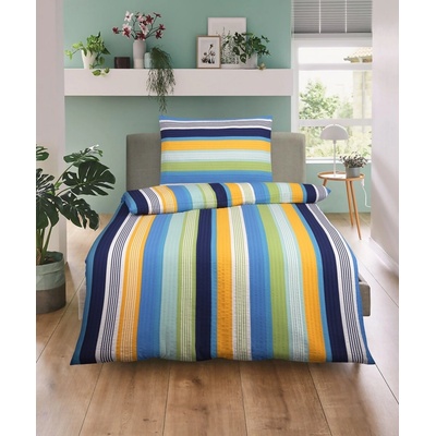 Aaram krep bavlna povlečení linie modrá 140x200 70x90