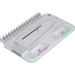 CANYON Охлаждаща Стойка за Игрова Конзола CANYON CS-51, Съвместима с PlayStation 5 Slim, Високоскоростен Вентилатор с Три Режима, Едновременно Зареждане на Два PS5 Контролера, RGB LED Подсветка, USB 2.0 Порт