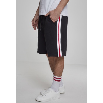 Urban Classics stripe Sweat shorts blk/wht/firered