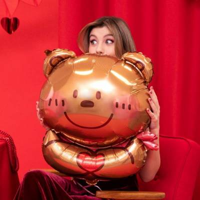 148419 PartyPal Fóliový balón Medvídek se srdíčkem 58x75cm