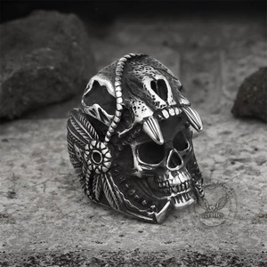 NNM пръстен Vintage Indian Jaguar Warrior Skull - 24613408