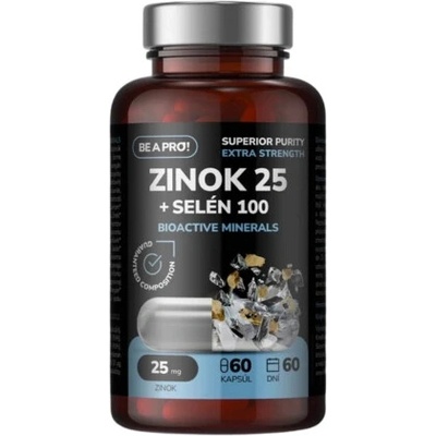 Be A Pro! Zinek 25 + Selen 100 Bioactive Minerals 60 kapslí