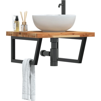 vidaXL Стенен рафт за мивка, стомана и масивно дърво акация (3302887)