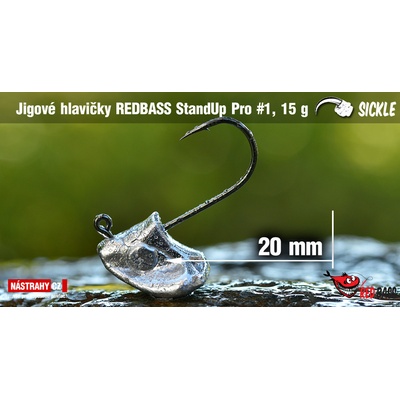 REDBASS Neváznoucí jigová hlava StandUp Pro Sickle vel.1 18 - 25mm 15g 5 ks