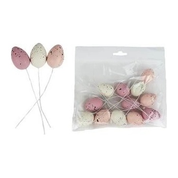 Dekoračné vajíčka - zápich, 12 ks X4751-07