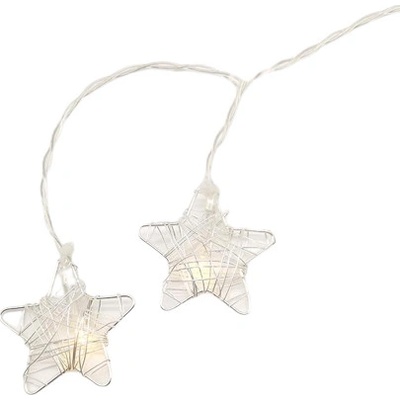 ACA Lighting LED vianočné girlanda hviezdičky strieborné teplá biela 3x batéria AA 160 cm IP20