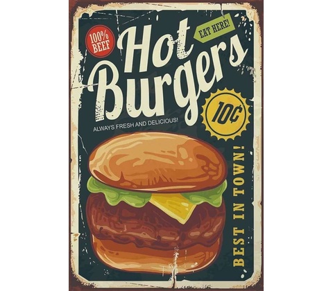 Ceduľa Hot Burgers