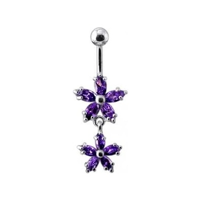 Šperky4U stříbrný piercing do pupíku kytičky BP01117-A