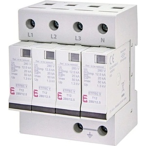 ETI 002442907 Катоден отводител (арестор) Тип I+II/Клас B+C 4Р 280V 12.5kA (002442907)