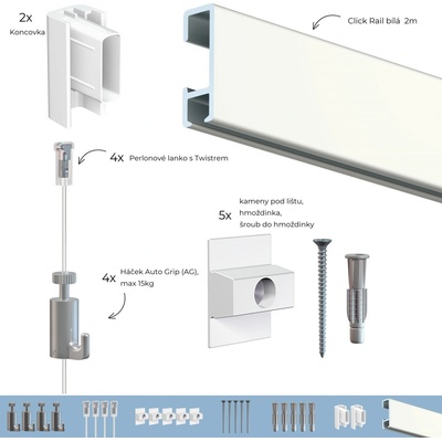 SET_ClickRail_bily_2m_4xPerlon | SET BÍLÝ PRIMER 2m (4x perlon)